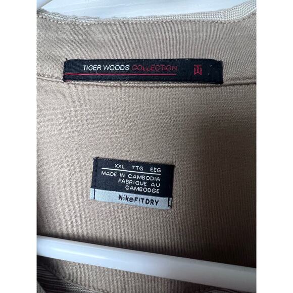 Nike FITDRY Tiger Woods Collection Men's Golf Polo Pink Tan Stripe Size XXL - Picture 3 of 9